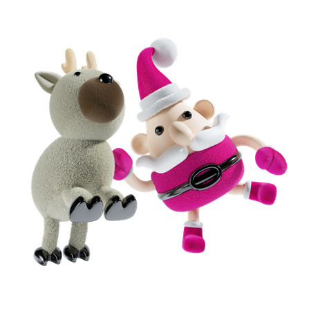 Santa Claus With Reindeer  3D Illustration