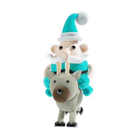 Santa Claus With Reindeer  3D Illustration