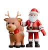 Santa Claus With Reindeer By His Side