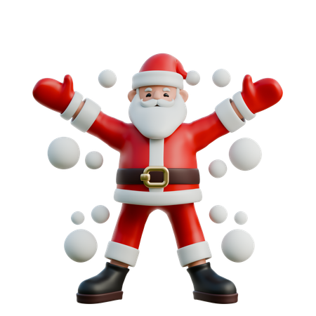 Santa Claus With Snowball  3D Illustration