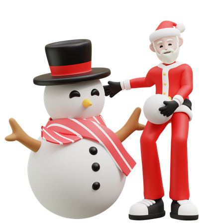 Santa Claus With Snowman  3D Icon