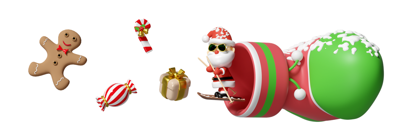 Santa Claus With Socks  3D Illustration