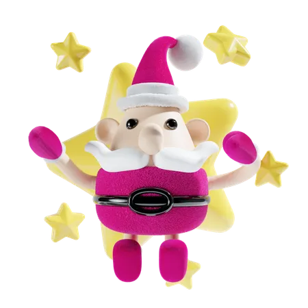 Santa Claus With Star  3D Illustration