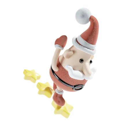 Santa Claus With Star  3D Icon