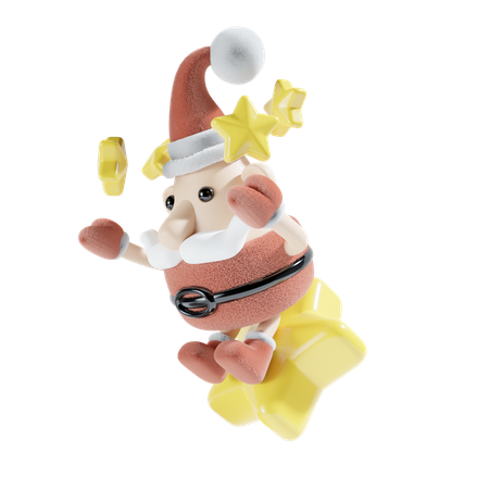 Santa Claus With Star  3D Icon