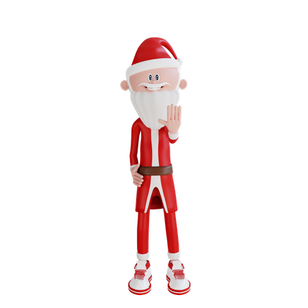 Santa Claus With Stop Pose  3D Illustration