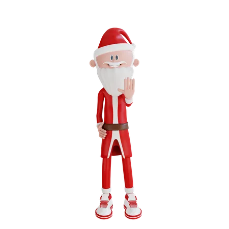 Santa Claus With Stop Pose  3D Illustration