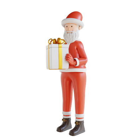 Santa Clause And Gift Box  3D Illustration