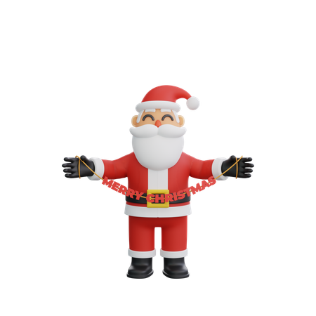 Santa Clause Holding Merry christmas  3D Illustration