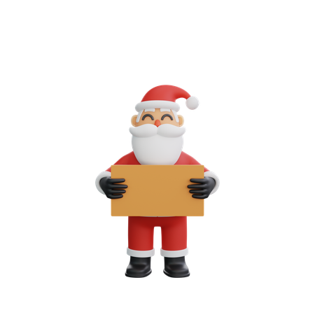Santa Clause Holding Placard  3D Illustration
