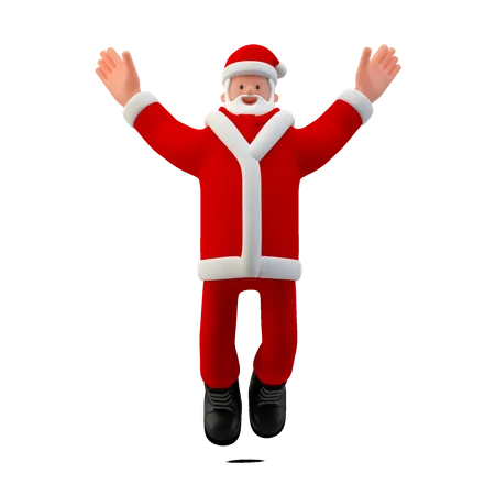Santa Clause Jumping in the air 3D Illustration