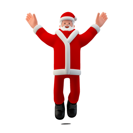 Santa Clause Jumping in the air  3D Illustration