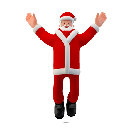 Santa Clause Jumping in the air  3D Illustration