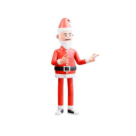 Santa clause pointing at something with a finger gun  3D Illustration