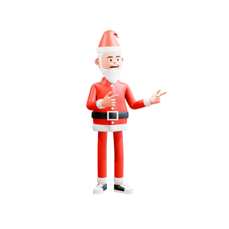 Santa clause pointing at something with a finger gun 3D Illustration