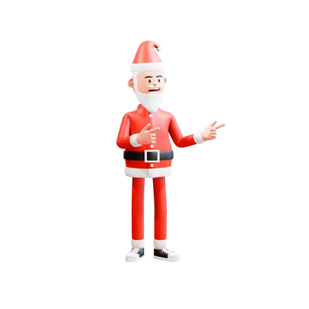 Santa Clause Pointing At Something With A Finger Gun Hand Gesture Signals 3D Illustration