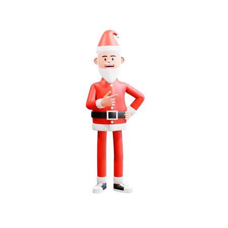 Santa clause points to something with right hand 3D Illustration