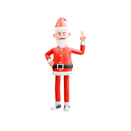 Santa clause showing victory sign  3D Illustration