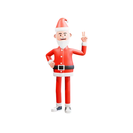 Santa clause showing victory sign  3D Illustration