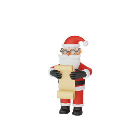 Santa Reading Gift List  3D Illustration