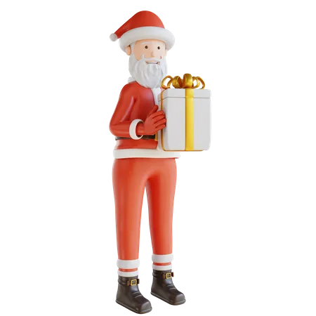 Papá Noel con caja gif  3D Illustration