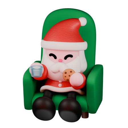 Papá Noel comiendo galletas  3D Icon