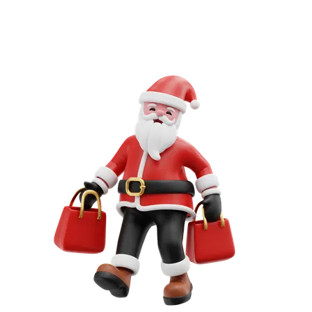 Papá Noel comprando ropa en oferta  3D Illustration