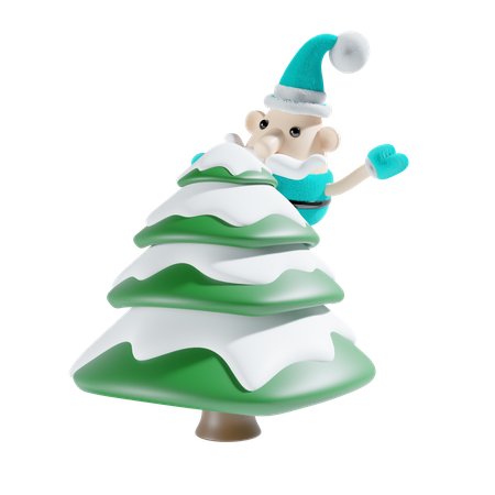 Santa con árbol de navidad  3D Illustration
