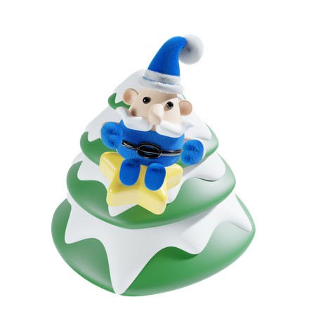 Santa con árbol de navidad  3D Illustration