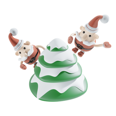 Santa con árbol de navidad  3D Icon