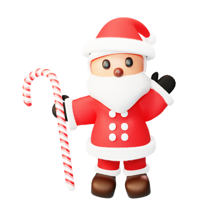 Santa con bastón de caramelo  3D Illustration