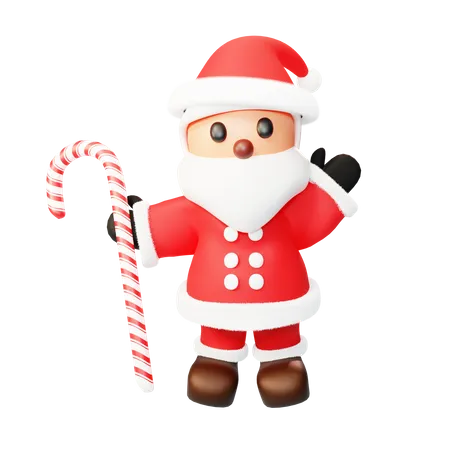 Santa con bastón de caramelo  3D Illustration