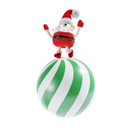 Santa con bola de decoración  3D Illustration