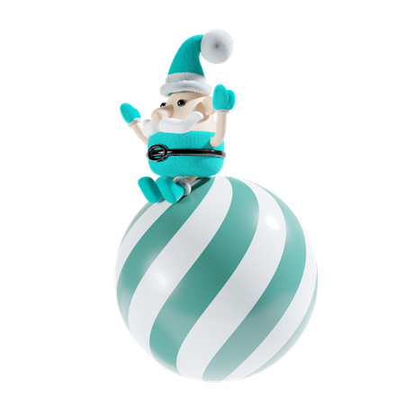 Santa con bola de decoración  3D Illustration