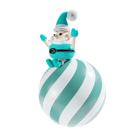 Santa con bola de decoración  3D Illustration