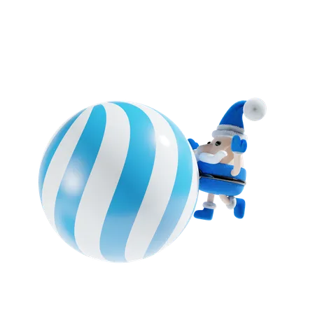 Santa con bola de decoración  3D Illustration