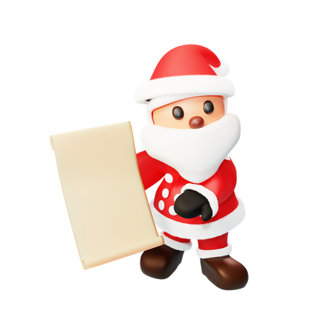 Santa con lista de regalos  3D Illustration