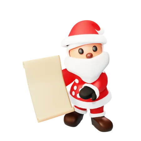 Santa con lista de regalos  3D Illustration