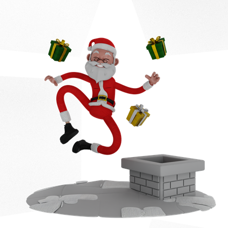 Santa con regalo de navidad  3D Illustration