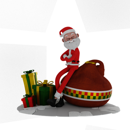 Santa con regalos de navidad  3D Illustration