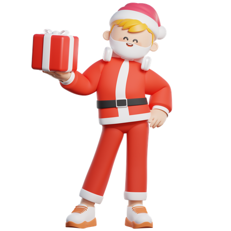 Santa con regalos de navidad  3D Illustration