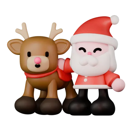 Papá Noel con renos  3D Icon