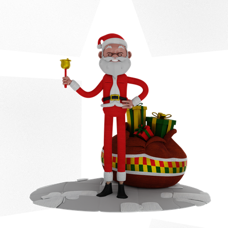 Santa de pie con bolsa de regalo  3D Illustration