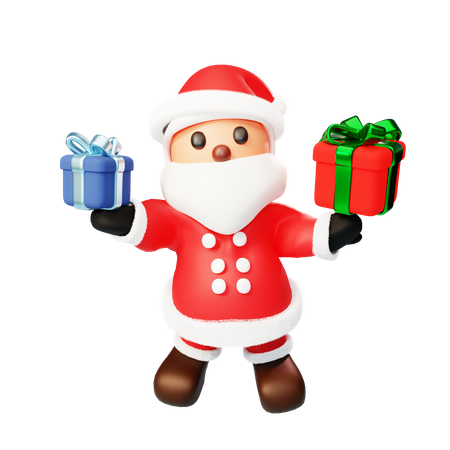 Santa distributes gifts 3D Illustration