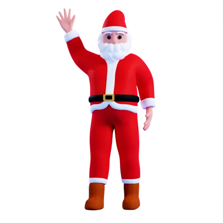 Santa doing hi gesture  3D Illustration