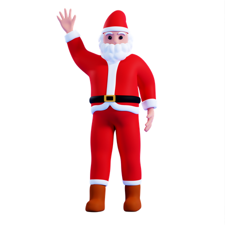 Santa doing hi gesture  3D Illustration