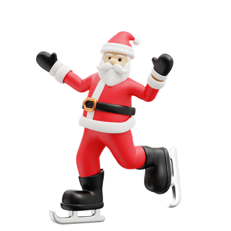 Santa doing ice skating  3D Illustration