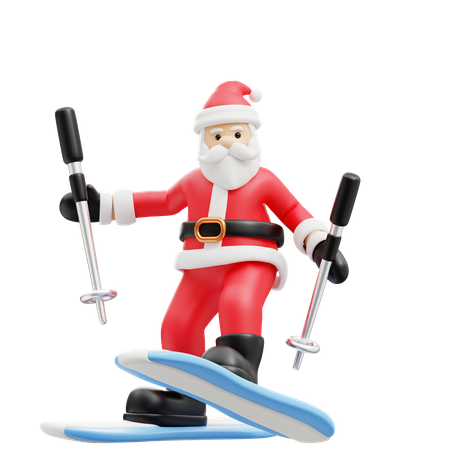 Santa doing skiing  3D Illustration