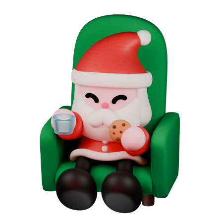 Santa Eating Cookies  3D Icon