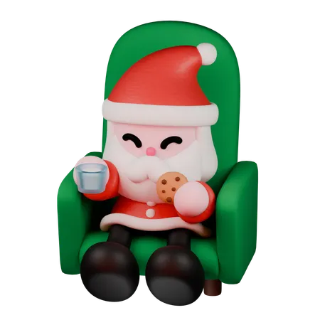 Santa Eating Cookies  3D Icon